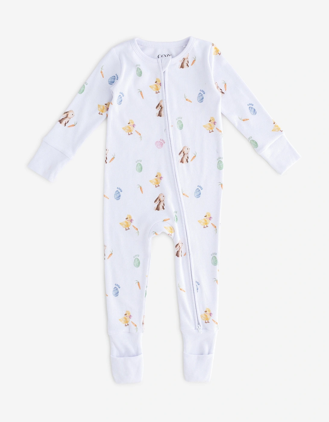 Baby The COZY Hop Ribbed Sleepsuit in White, 7 of 6