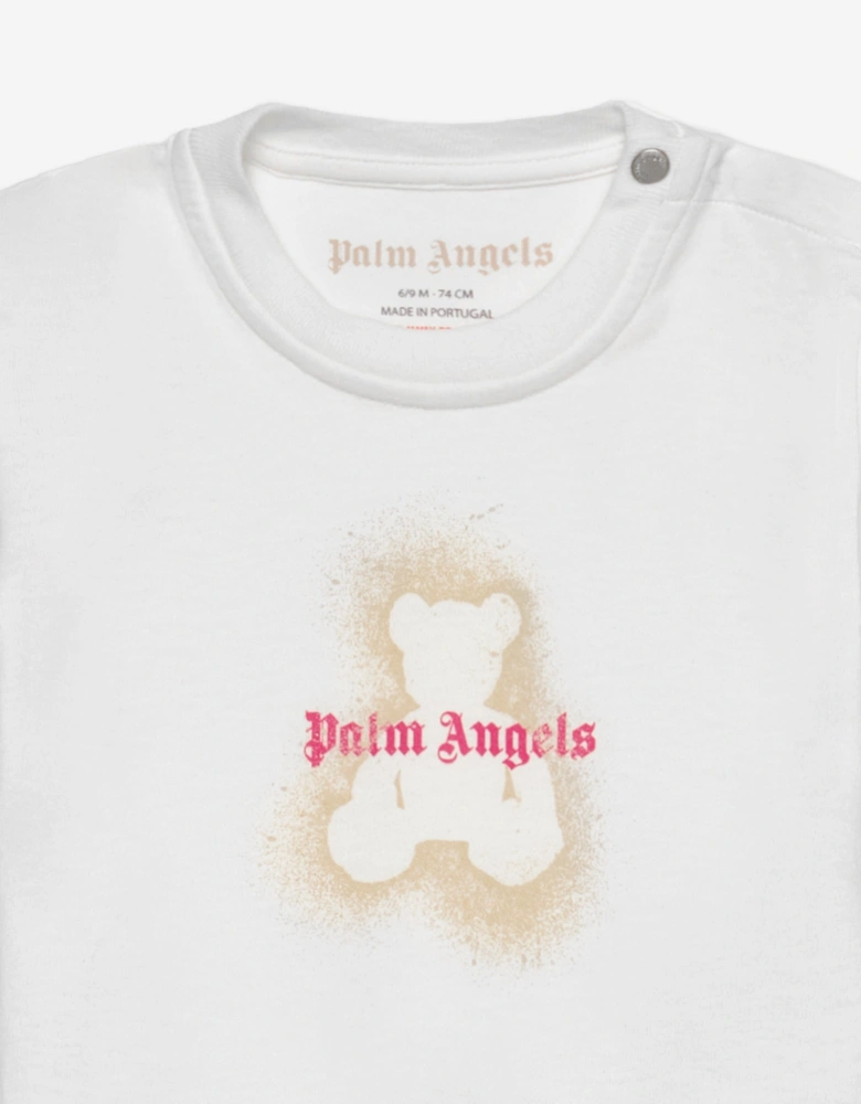 Baby Girls Spray Bear T-Shirt in Ivory