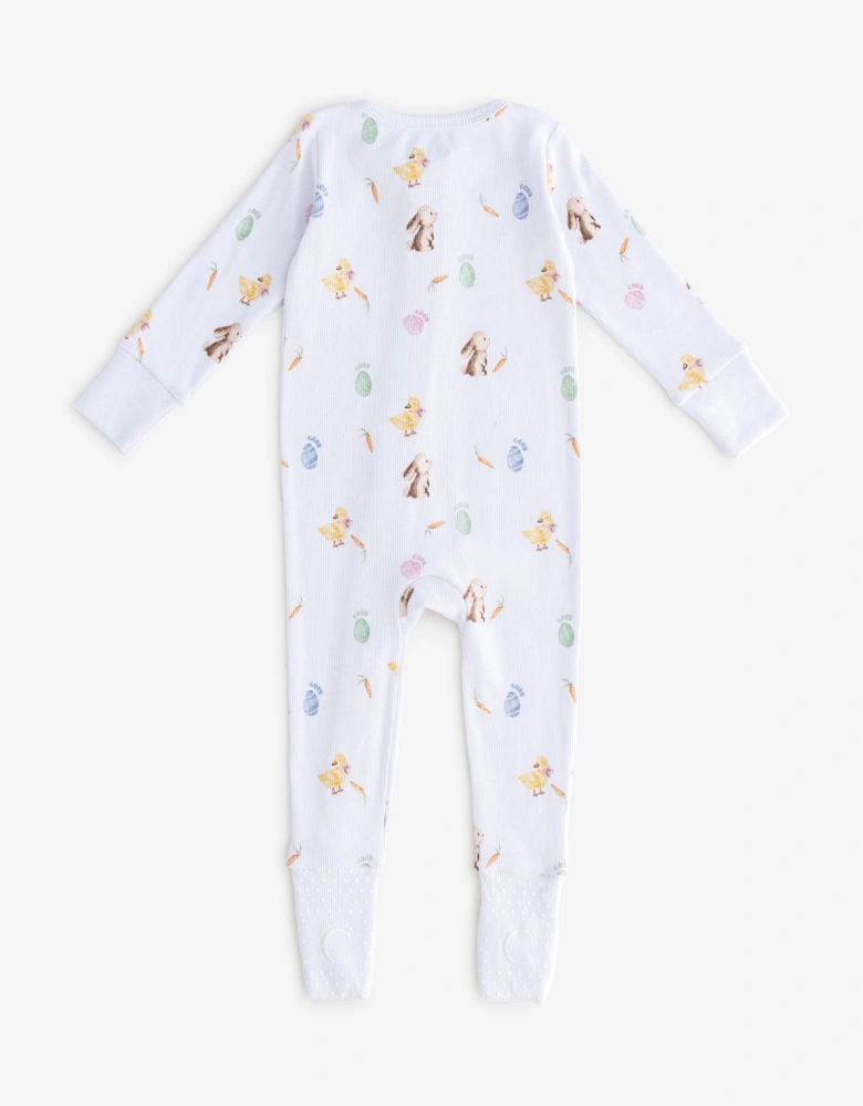 Baby The COZY Hop Ribbed Sleepsuit in White