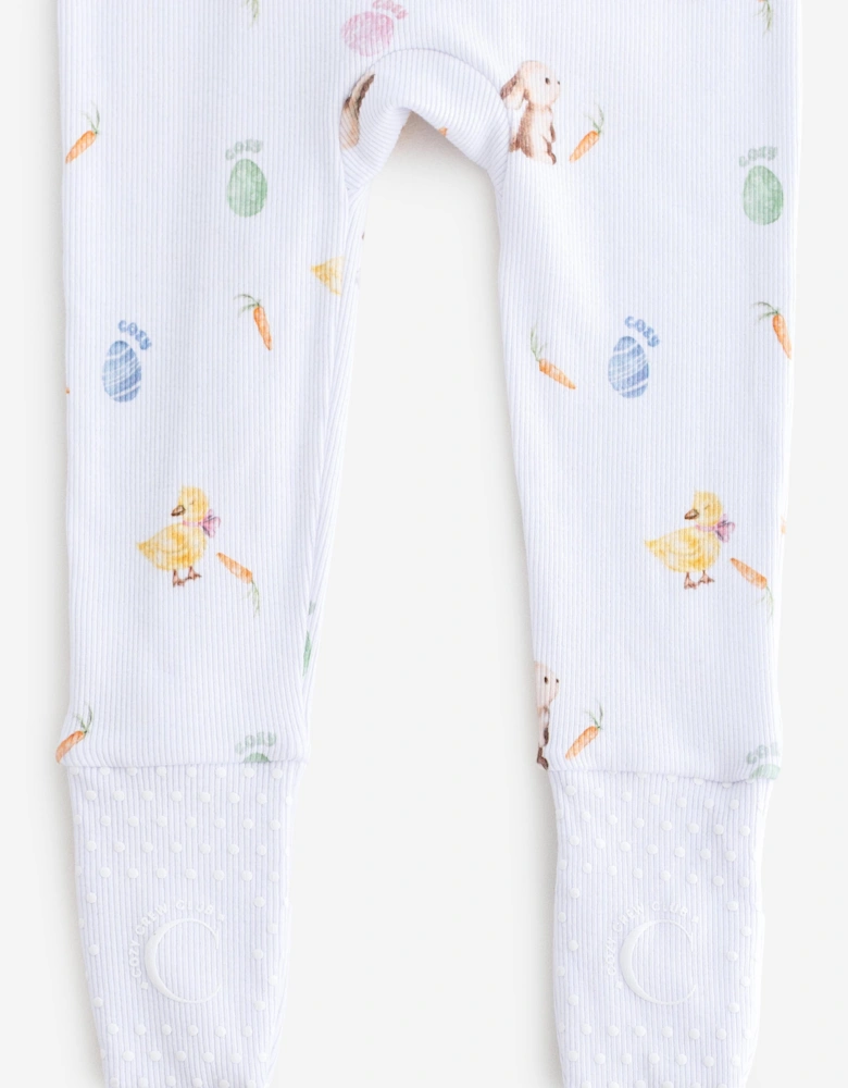 Baby The COZY Hop Ribbed Sleepsuit in White