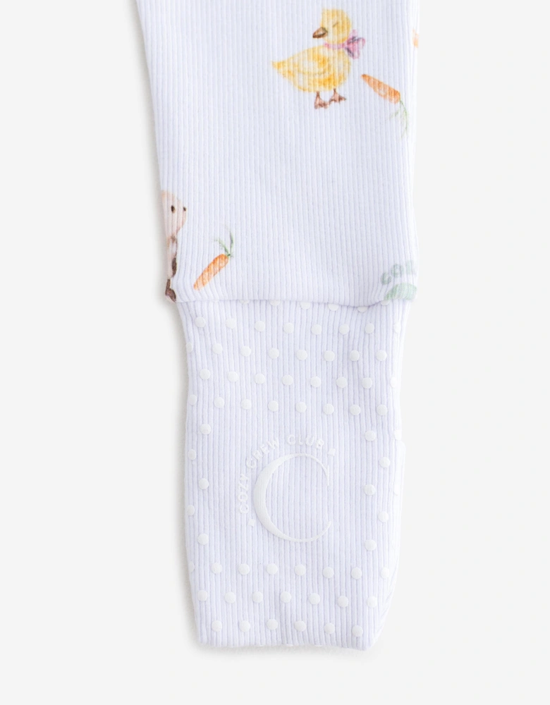 Baby The COZY Hop Ribbed Sleepsuit in White