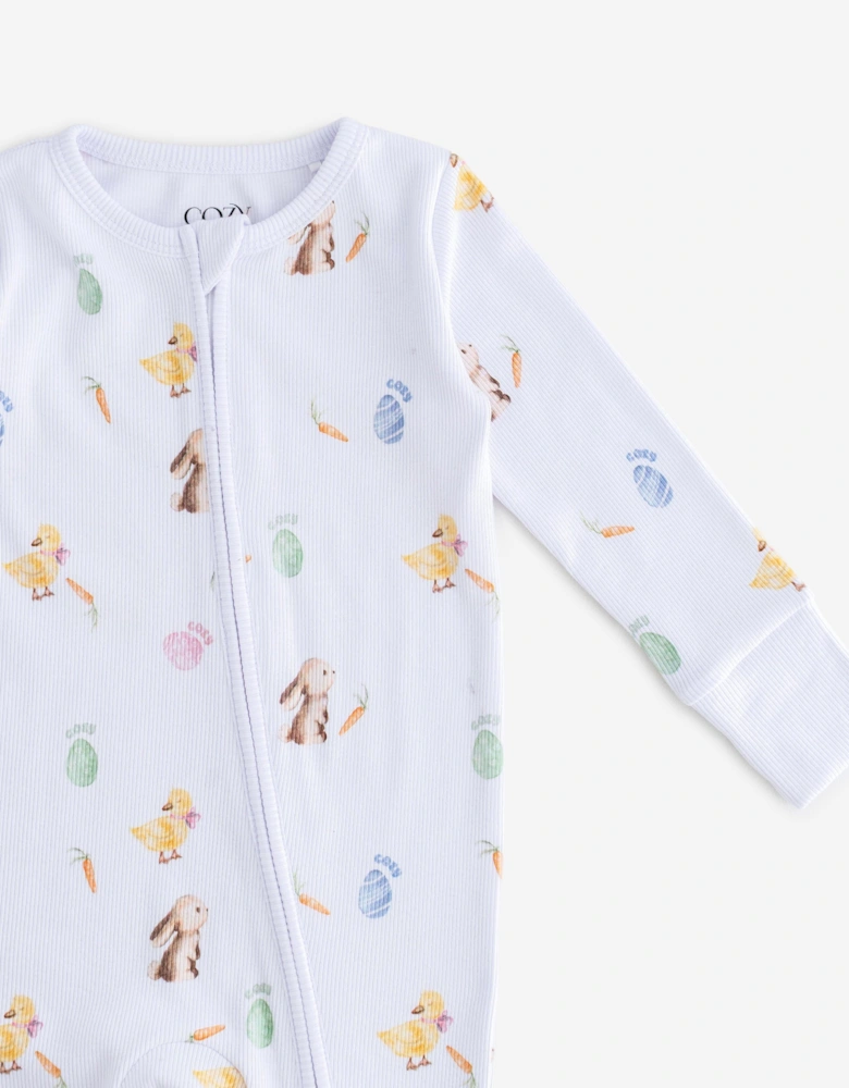 Baby The COZY Hop Ribbed Sleepsuit in White