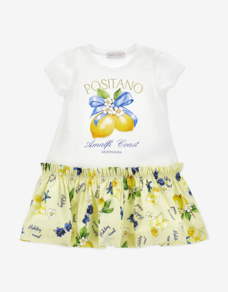 Girls Positano Lemon Dress in Yellow