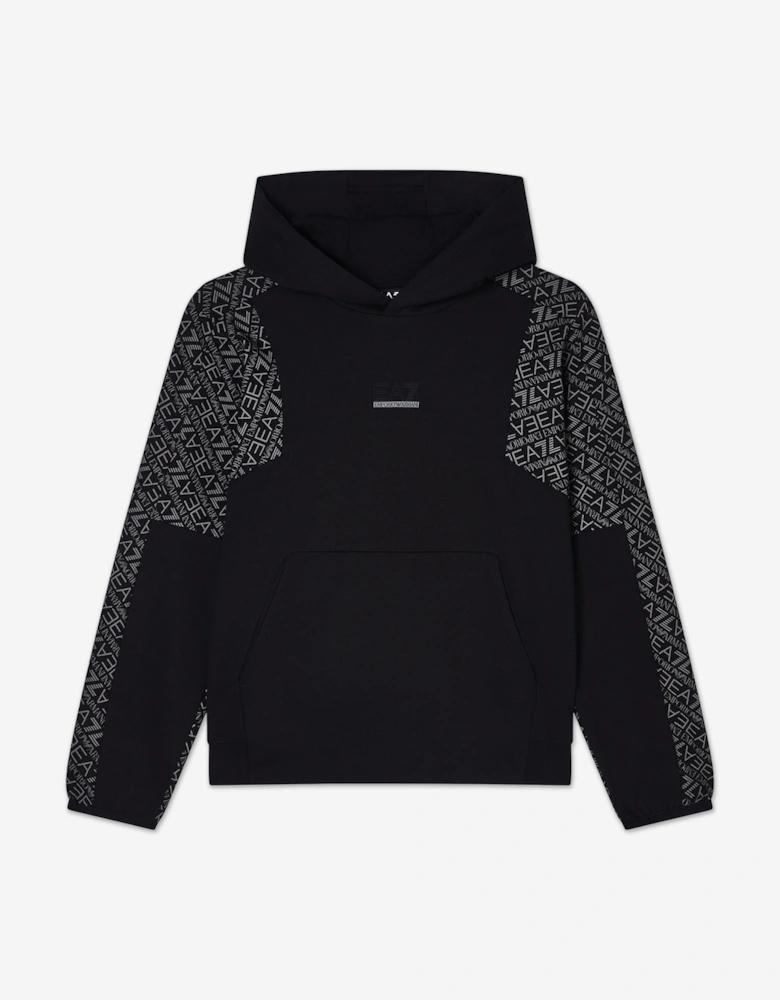 Emporio Armani Boys Monogram Logo Hoodie in Black