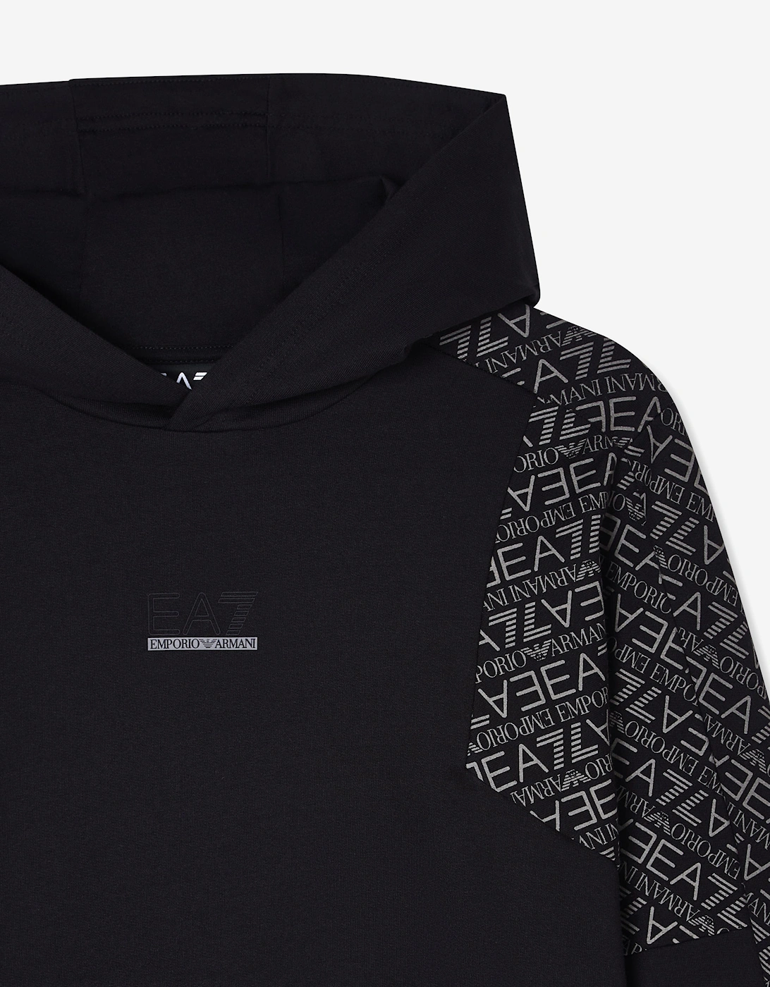 Emporio Armani Boys Monogram Logo Hoodie in Black