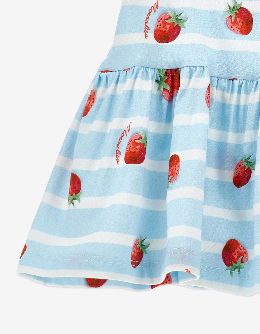 Baby Girls Striped Strawberry Dress in Blue