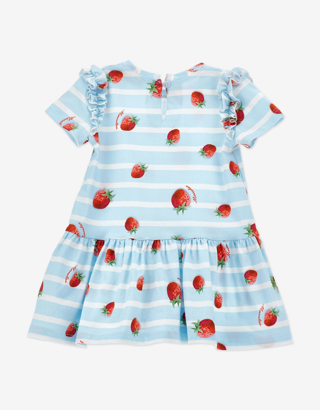 Baby Girls Striped Strawberry Dress in Blue