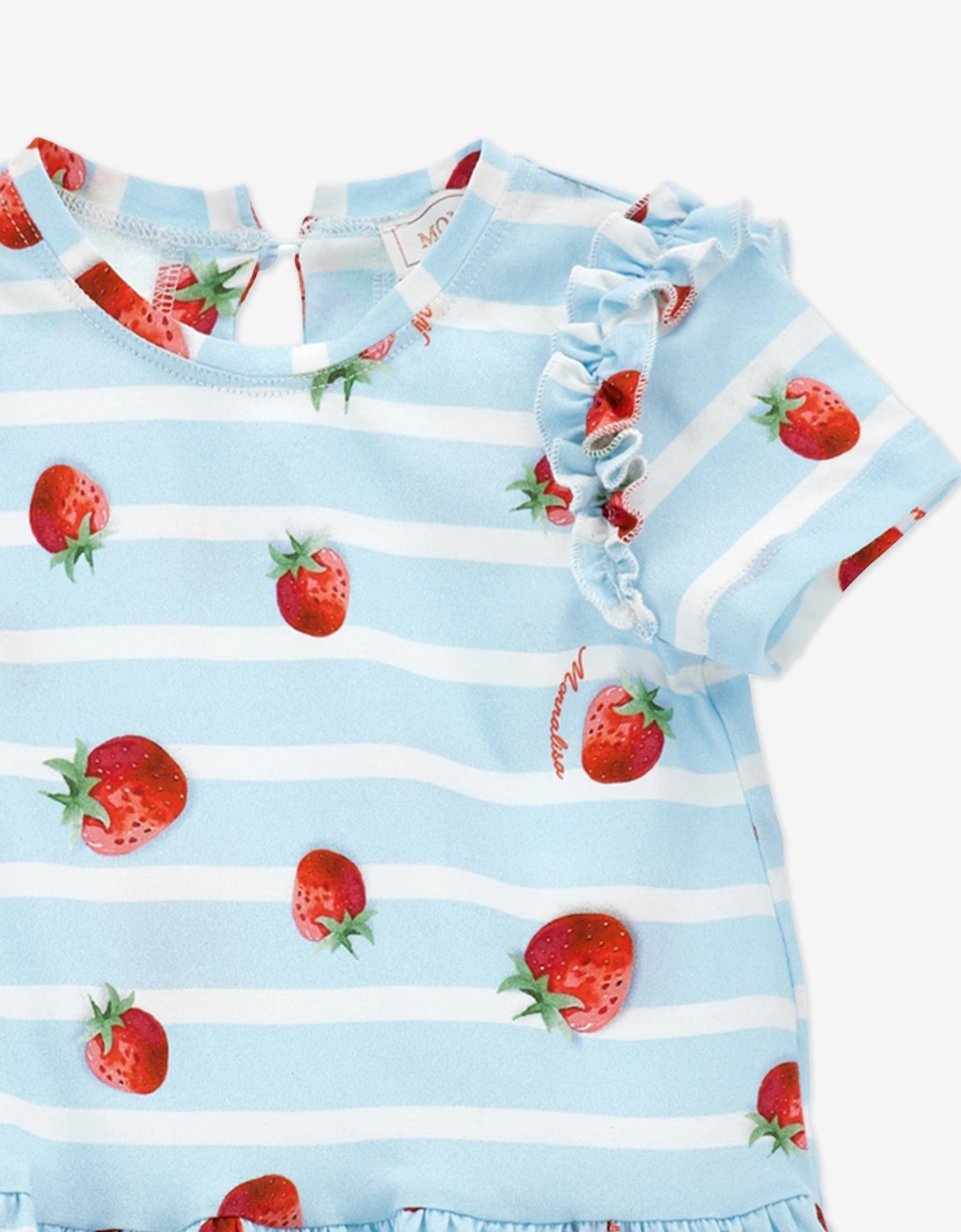Baby Girls Striped Strawberry Dress in Blue