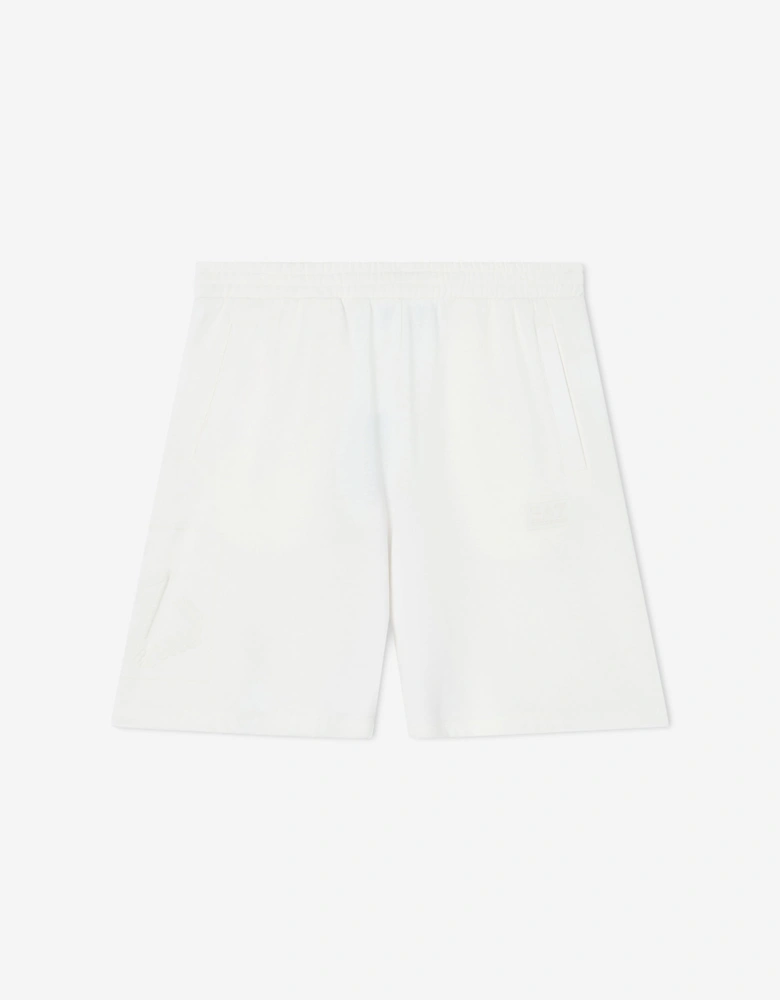 Emporio Armani Boys Train Logo Bermuda Shorts in Ivory