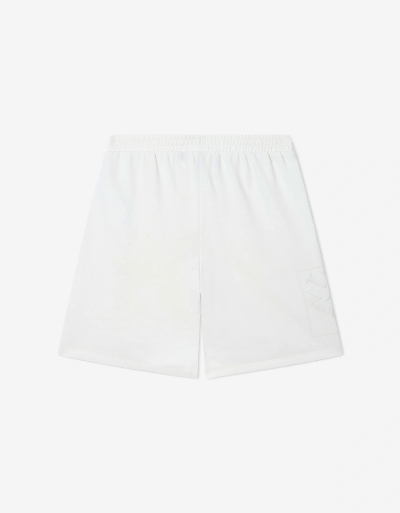 Emporio Armani Boys Train Logo Bermuda Shorts in Ivory