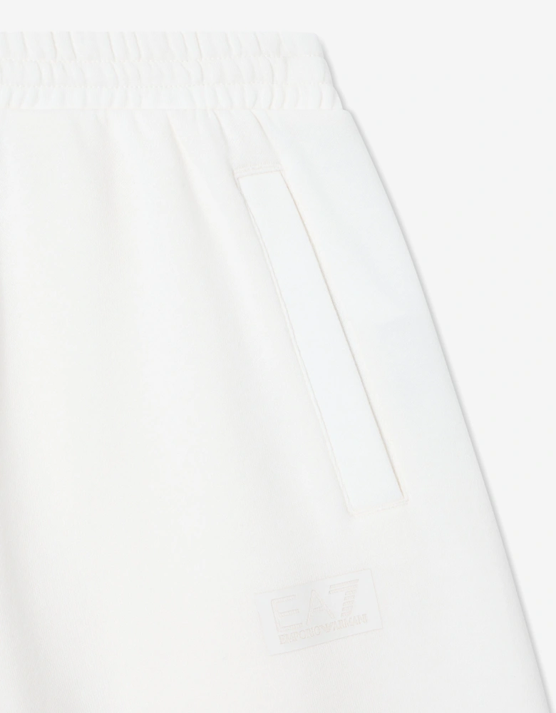 Emporio Armani Boys Train Logo Bermuda Shorts in Ivory