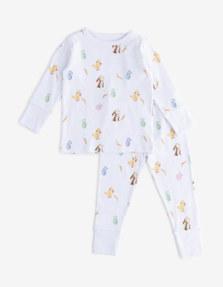 Kids The COZY Hop Ribbed Pyjama Set in White