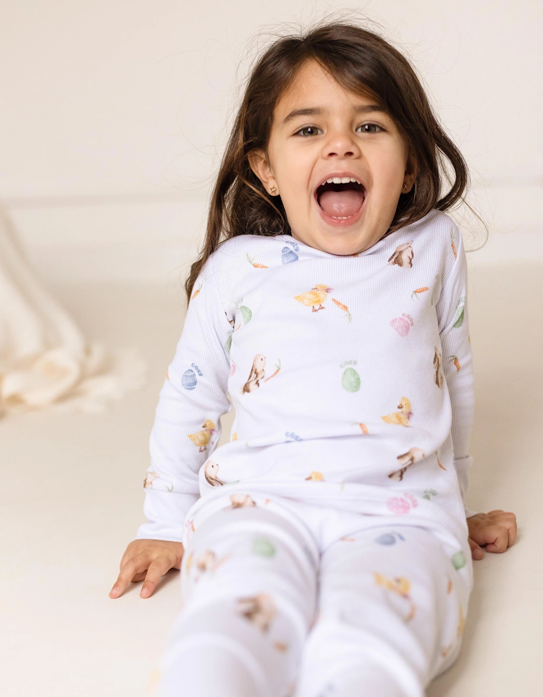 Kids The COZY Hop Ribbed Pyjama Set in White
