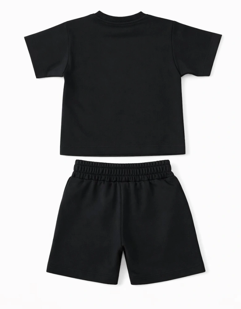 MOSCHINO BOYS  BLACK T SHIRT/SHORTS SET HMG00R