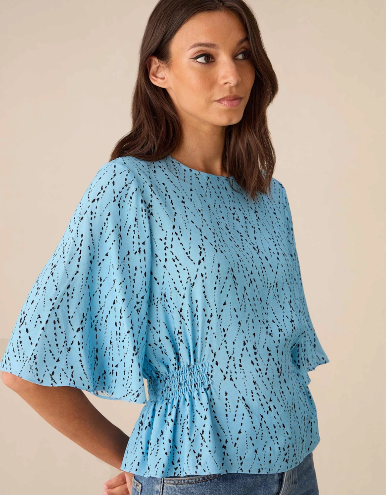 Blue Dash Print Top