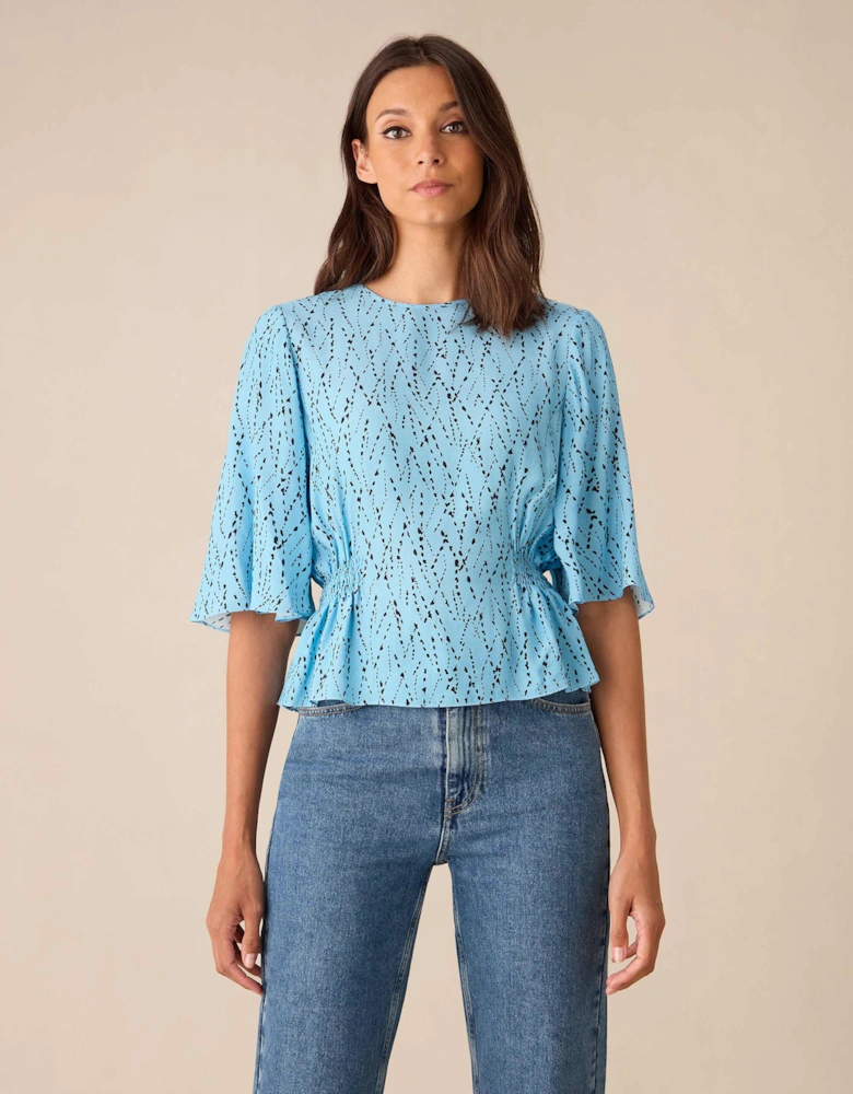 Blue Dash Print Top