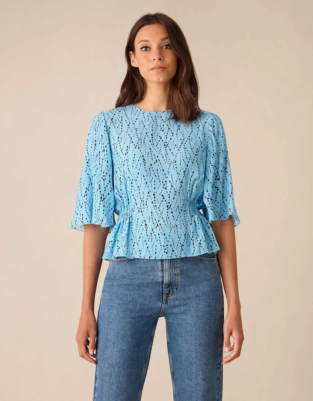 Blue Dash Print Top