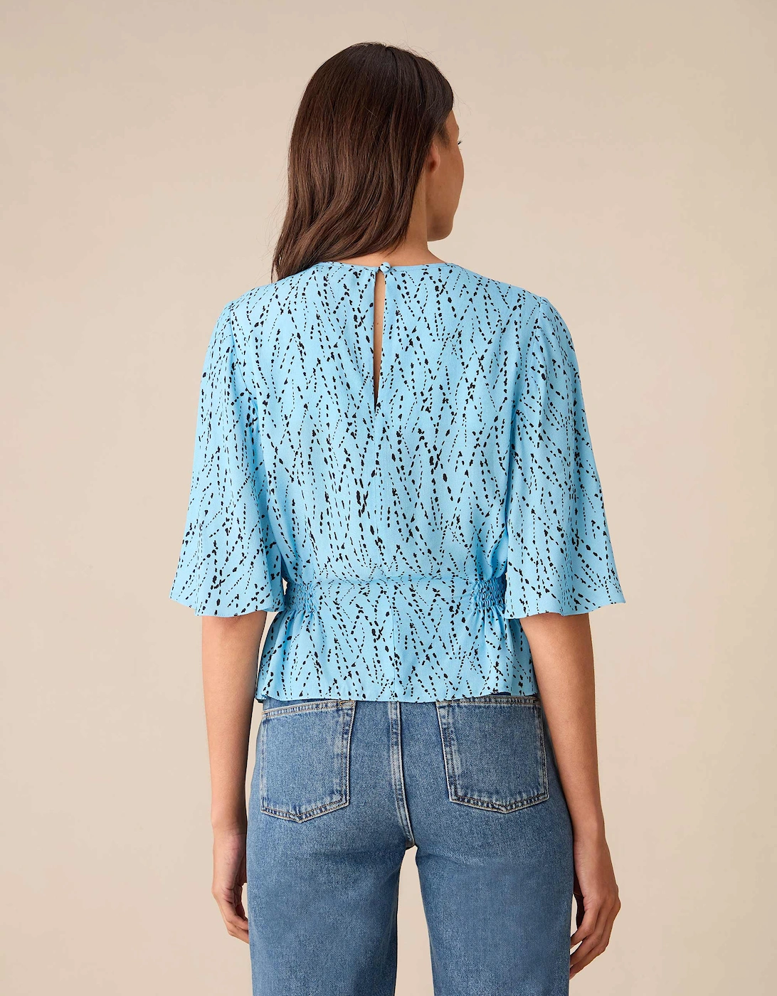 Blue Dash Print Top