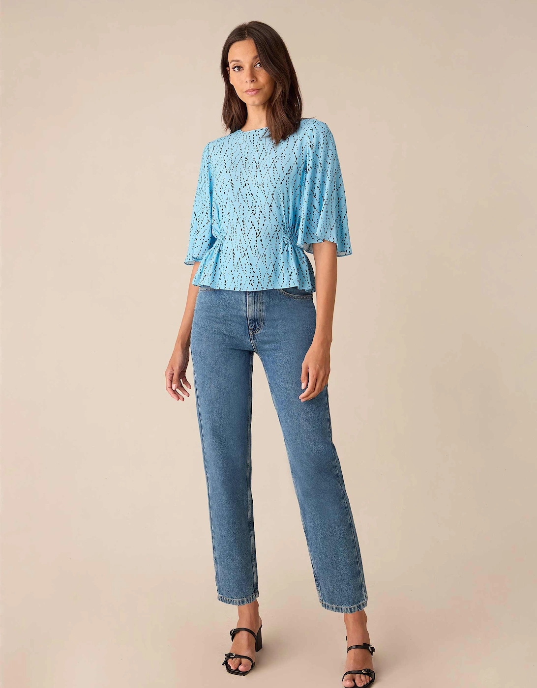 Blue Dash Print Top