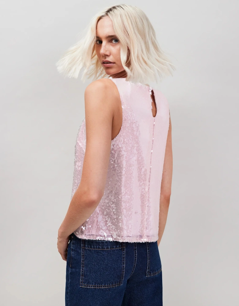 Pink Sequin Shell Top