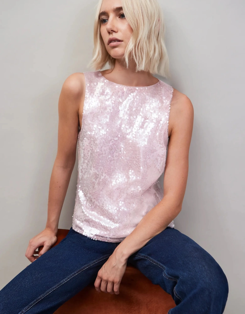 Pink Sequin Shell Top