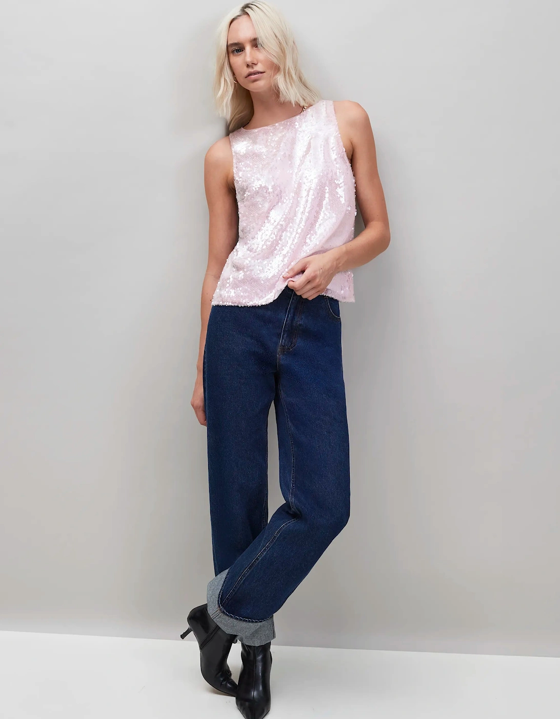 Pink Sequin Shell Top