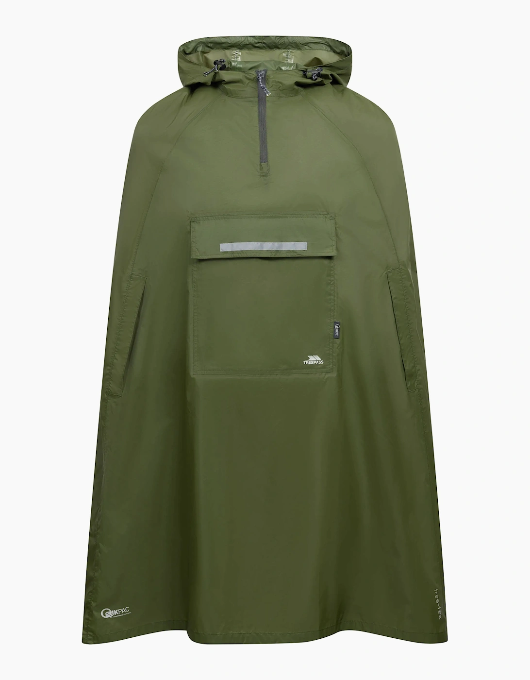 Trespass Men's Green Qikpac Unisex Hooded Waterproof Packaway Poncho  Regular/36 S
