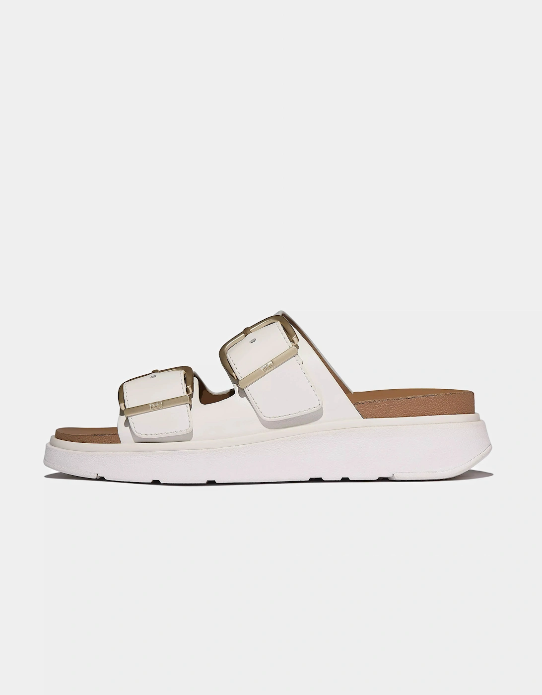 FitFlop Womens GEN-FF Buckle Two-Bar Leather Slides - Urban White 194