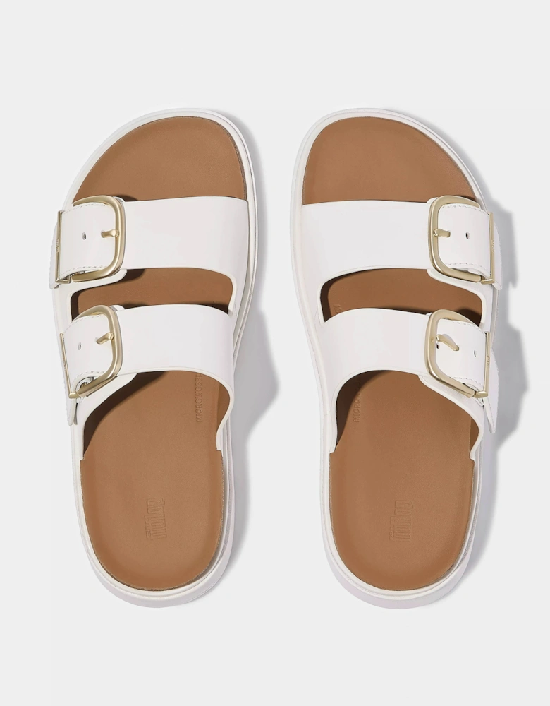 FitFlop Womens GEN-FF Buckle Two-Bar Leather Slides - Urban White 194