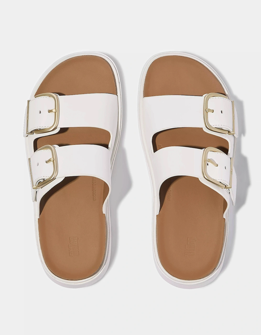 FitFlop Womens GEN-FF Buckle Two-Bar Leather Slides - Urban White 194