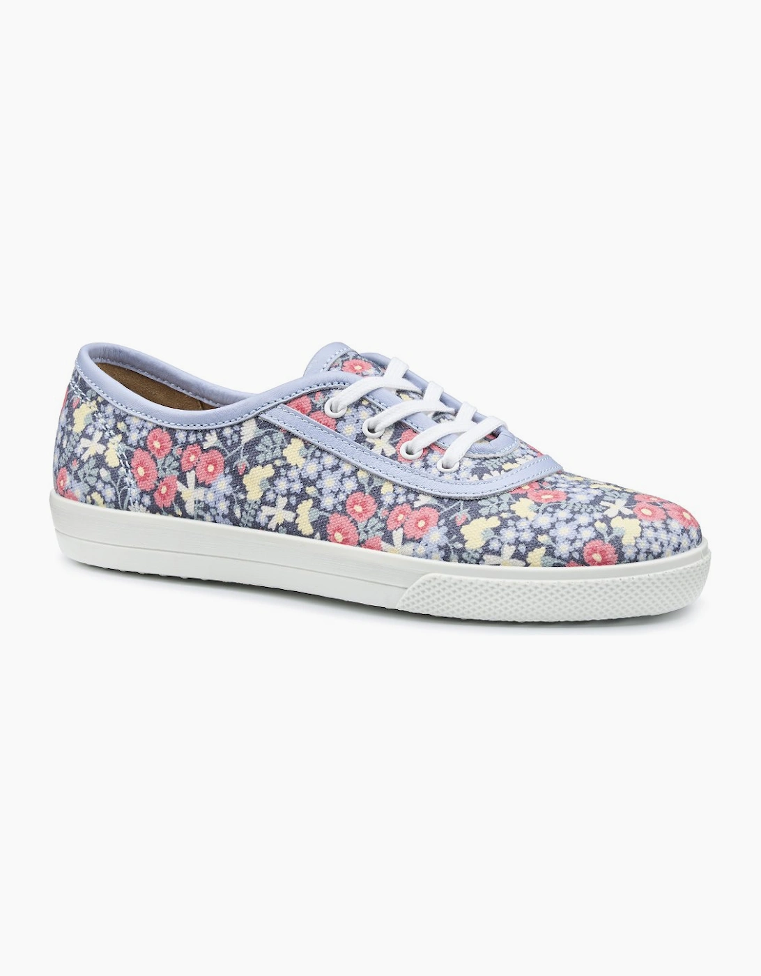 Hotter Women's Navy Floral Canvas Mabel Wide Fitting Canvas Shoes - Size: 7.5
