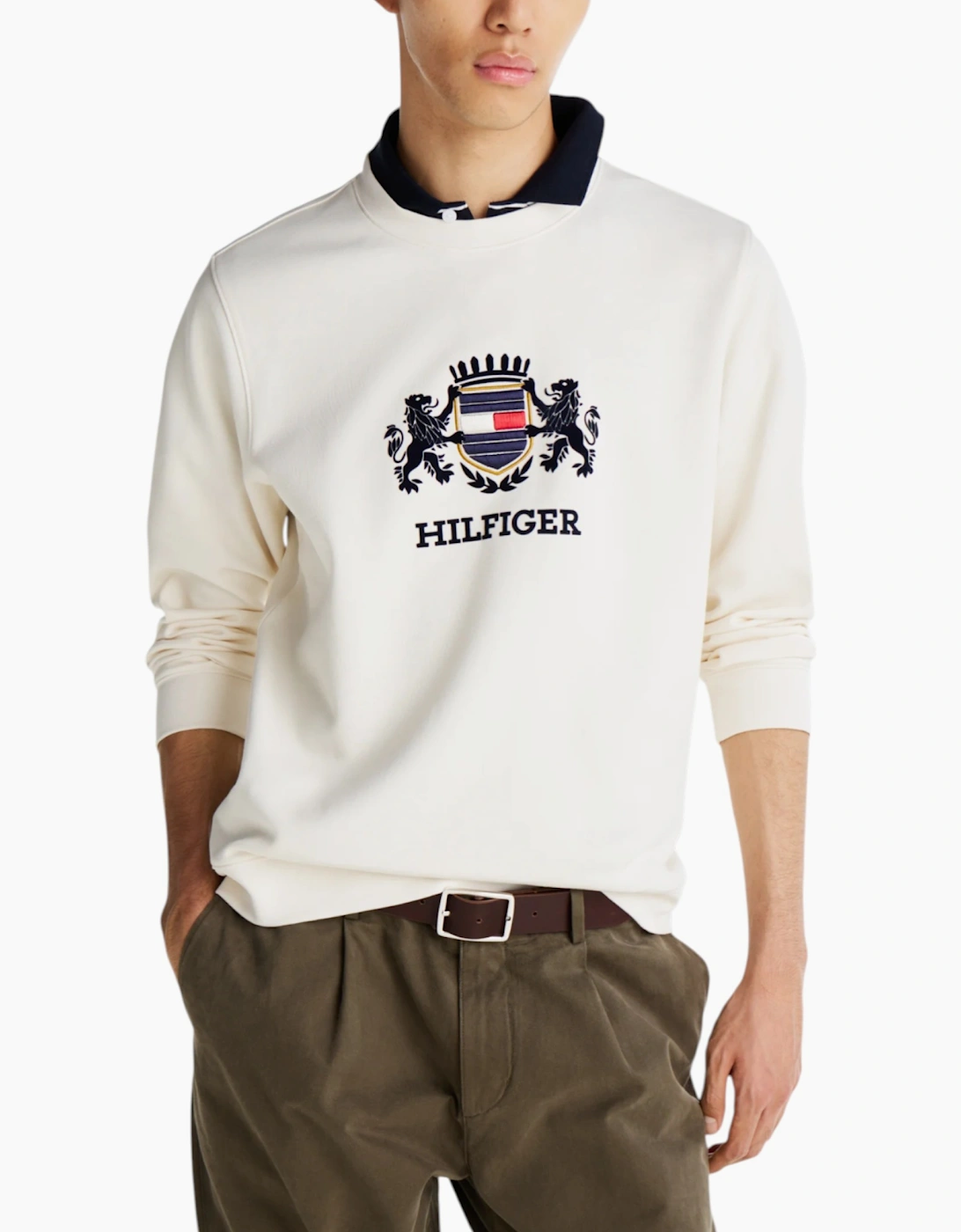 Tommy Hilfiger Mens ICON INTERLOCK HWK Sweatshirt Crew Neck Casual Cotton, 6 of 5