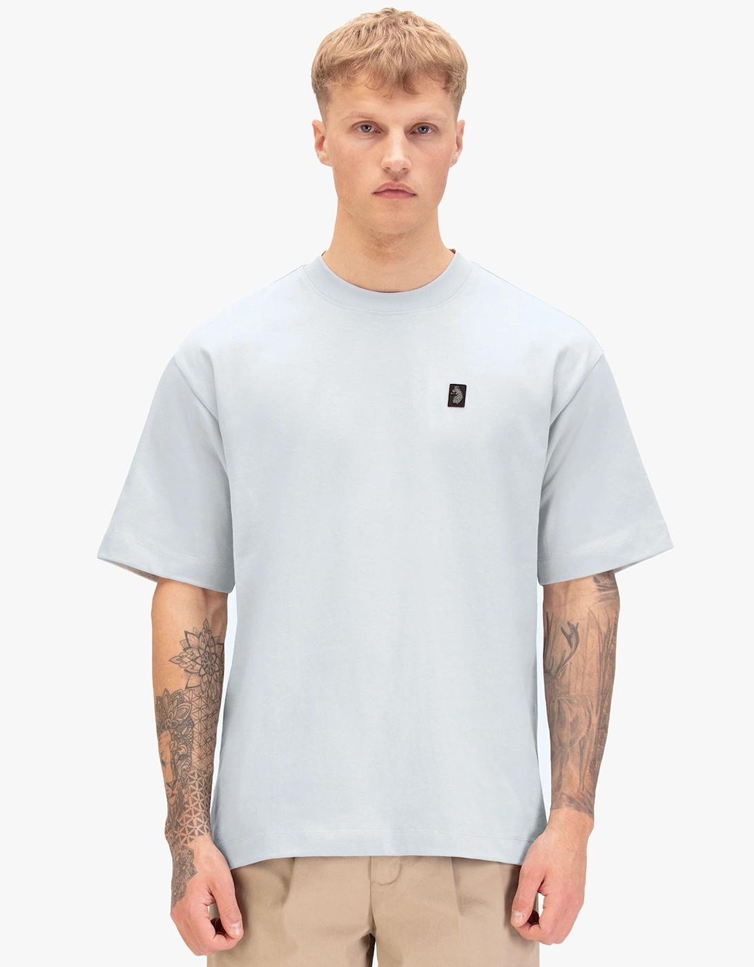 Luke 1977 Clarke crew neck t shirt washed sky blue