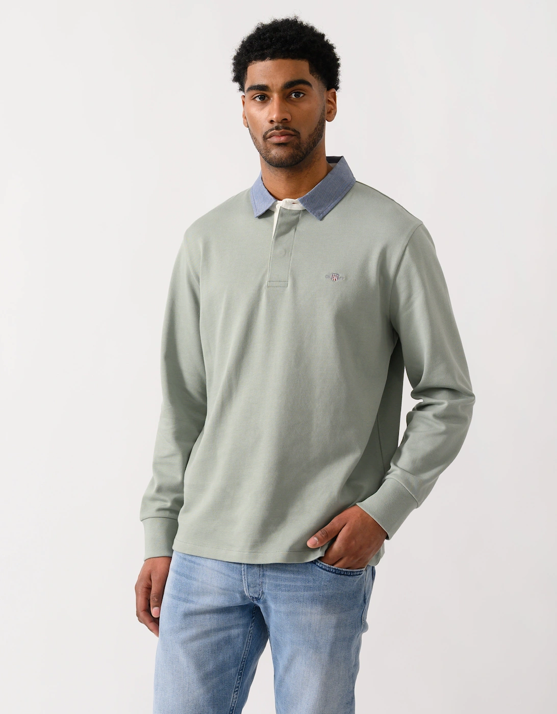 GANT Mens Regular Chambray Heavy Rugger - 10 Ceramic Grey