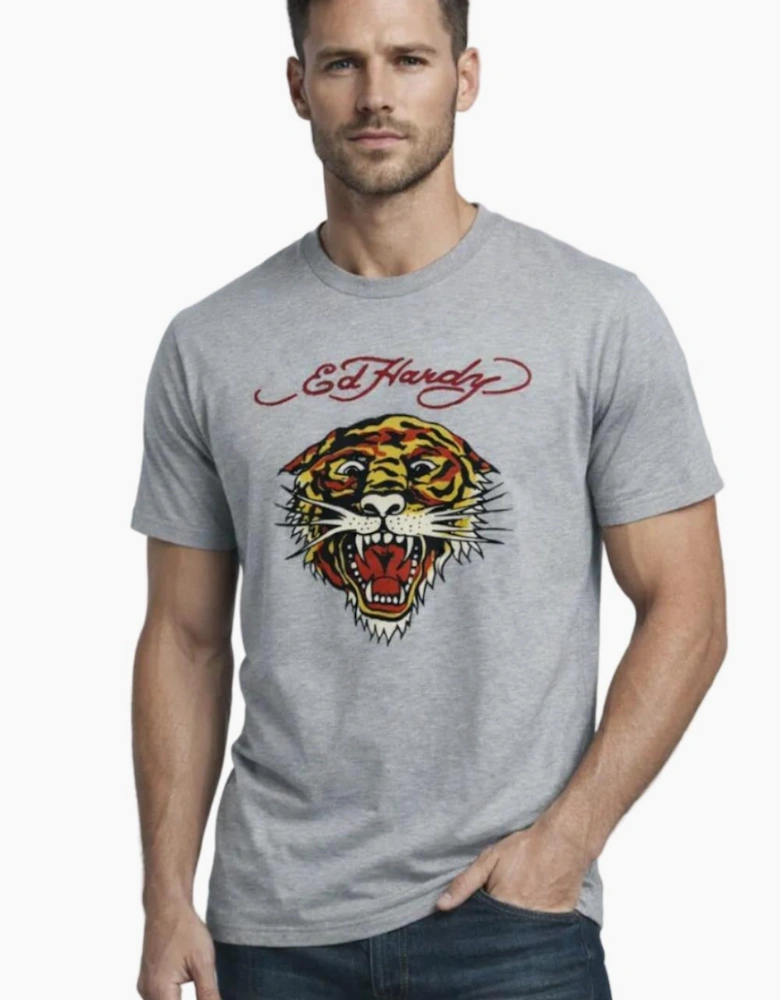 Men's Grey Ed Hardy Graphic T-Shirt