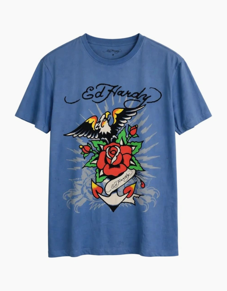 Men's Blue Ed Hardy Graphic T-Shirt