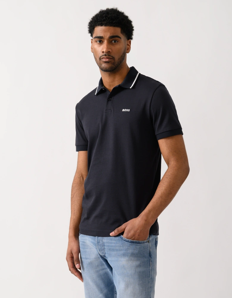 BOSS Green Paddy Mens Slim-Fit Polo Shirt in Interlock Cotton  - Dark Blue 402
