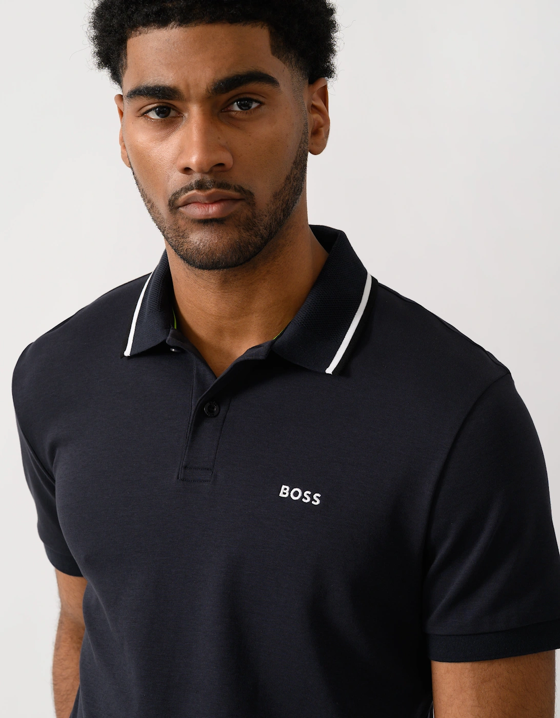 BOSS Green Paddy Mens Slim-Fit Polo Shirt in Interlock Cotton  - Dark Blue 402