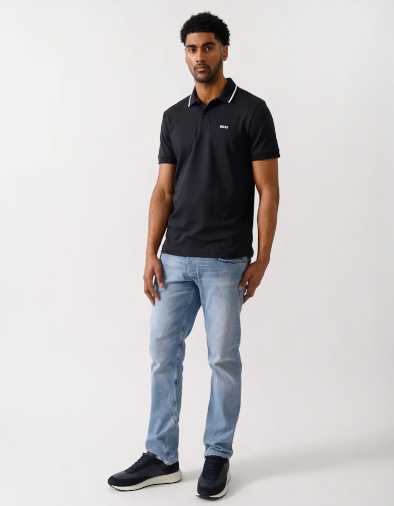 BOSS Green Paddy Mens Slim-Fit Polo Shirt in Interlock Cotton  - Dark Blue 402