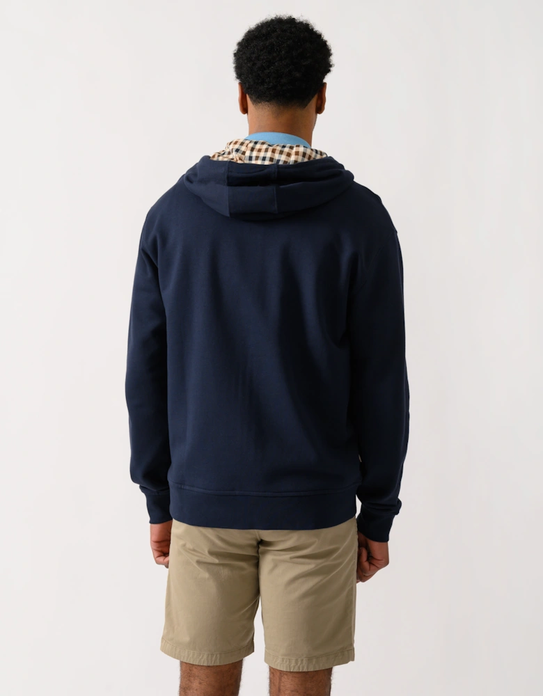 Aquascutum Mens Full Zip Badge Hoodie - Navy 11