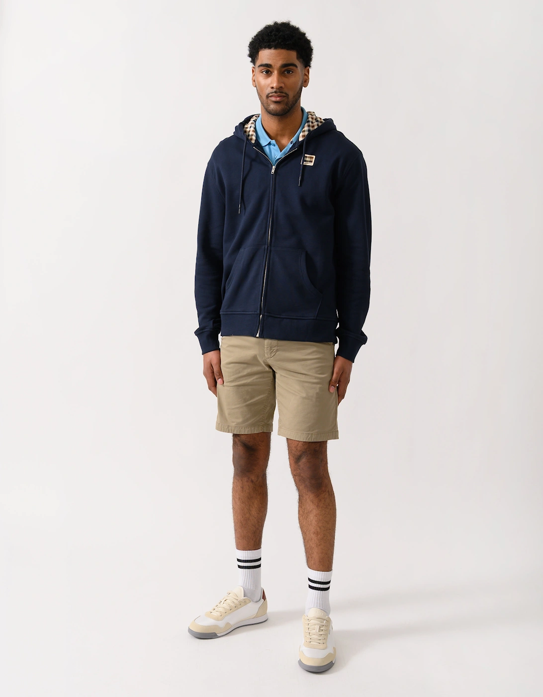 Aquascutum Mens Full Zip Badge Hoodie - Navy 11