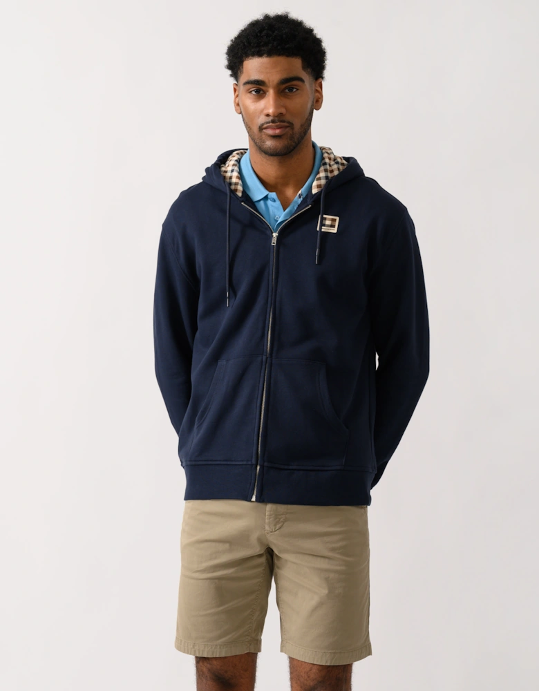 Aquascutum Mens Full Zip Badge Hoodie - Navy 11