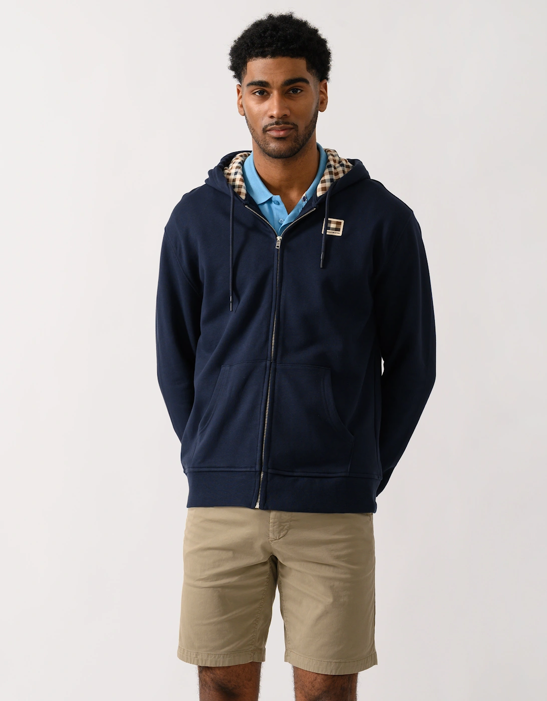Aquascutum Mens Full Zip Badge Hoodie - Navy 11, 5 of 4