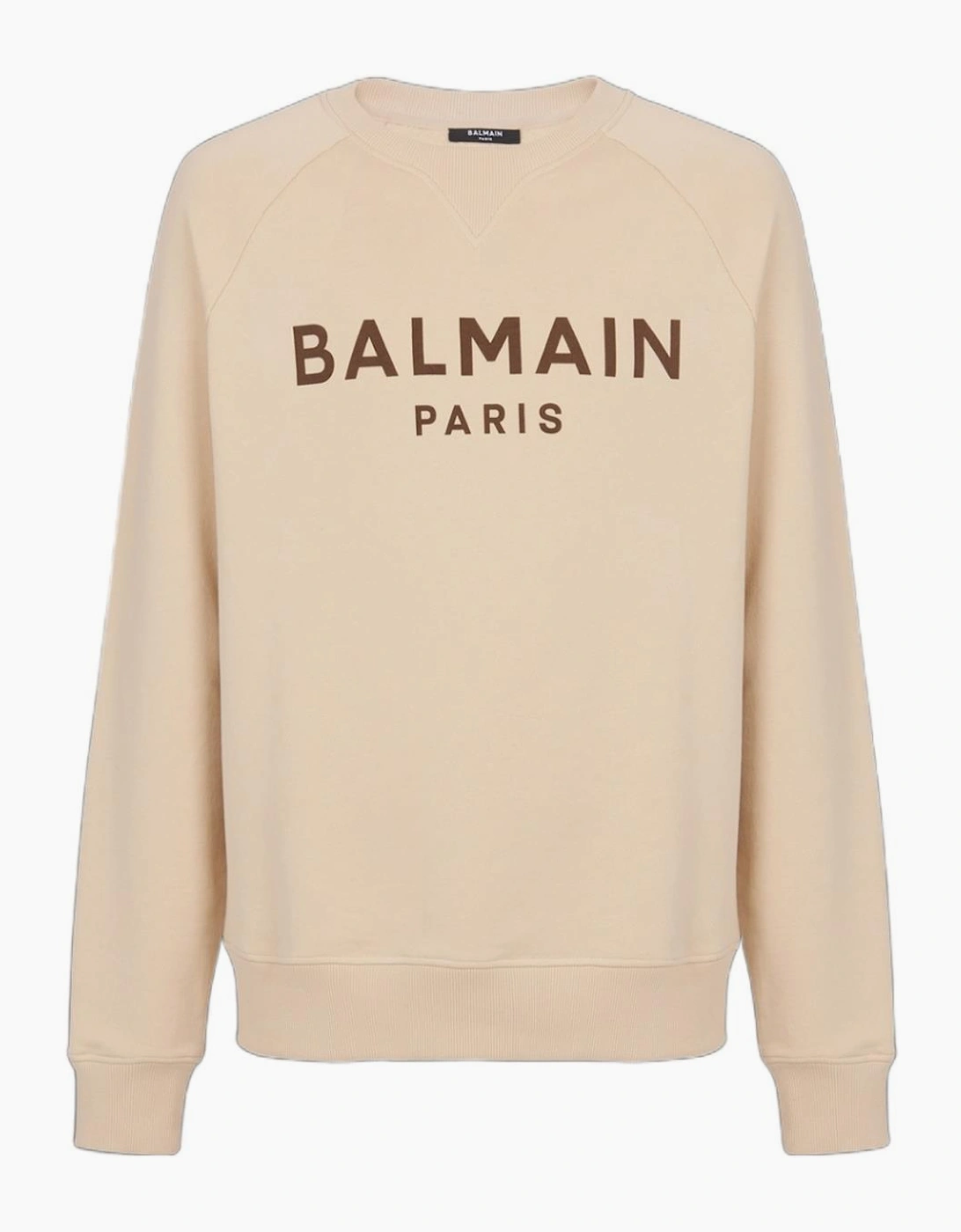 Balmain Paris Logo Print Sweatshirt in Beige