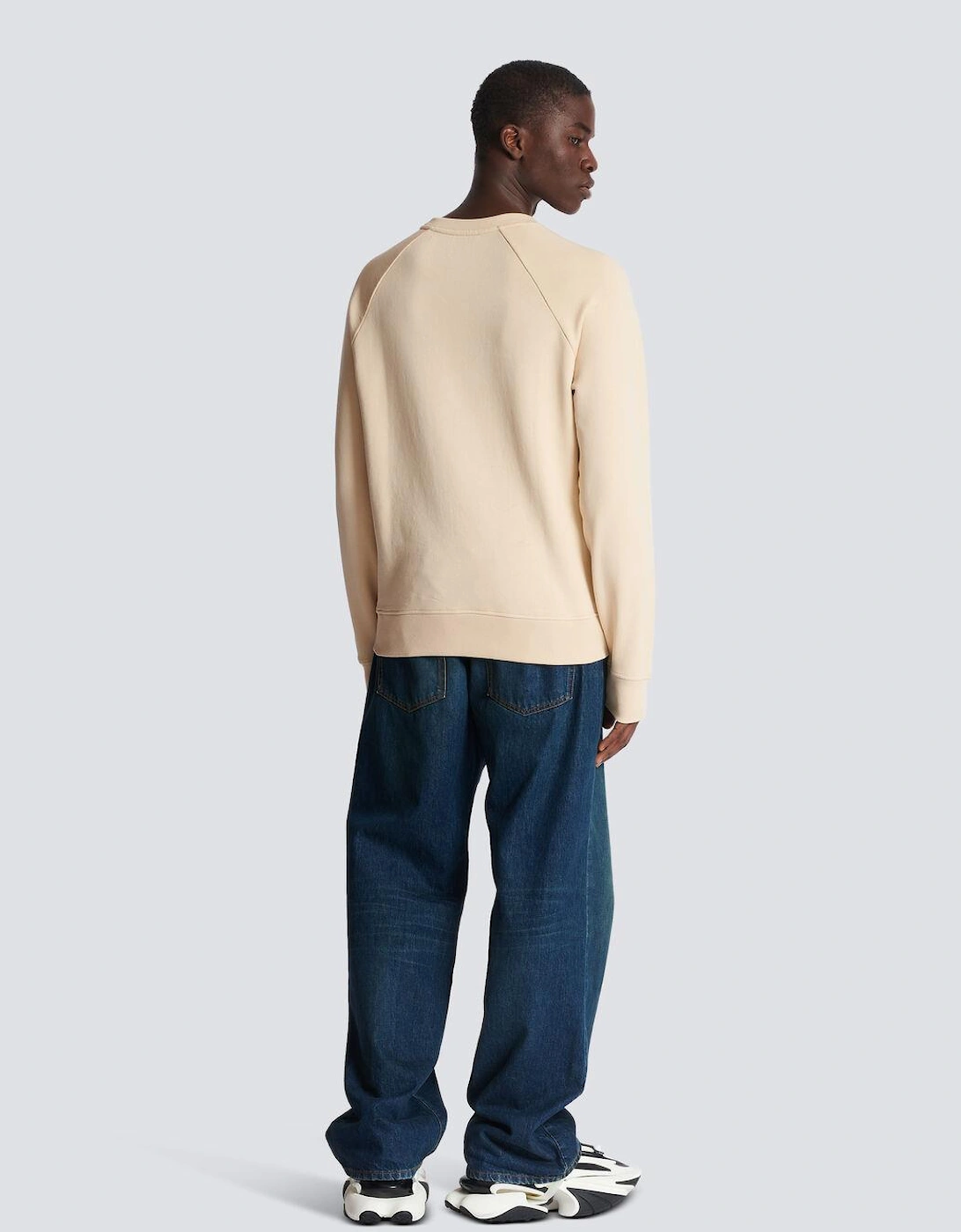 Balmain Paris Logo Print Sweatshirt in Beige