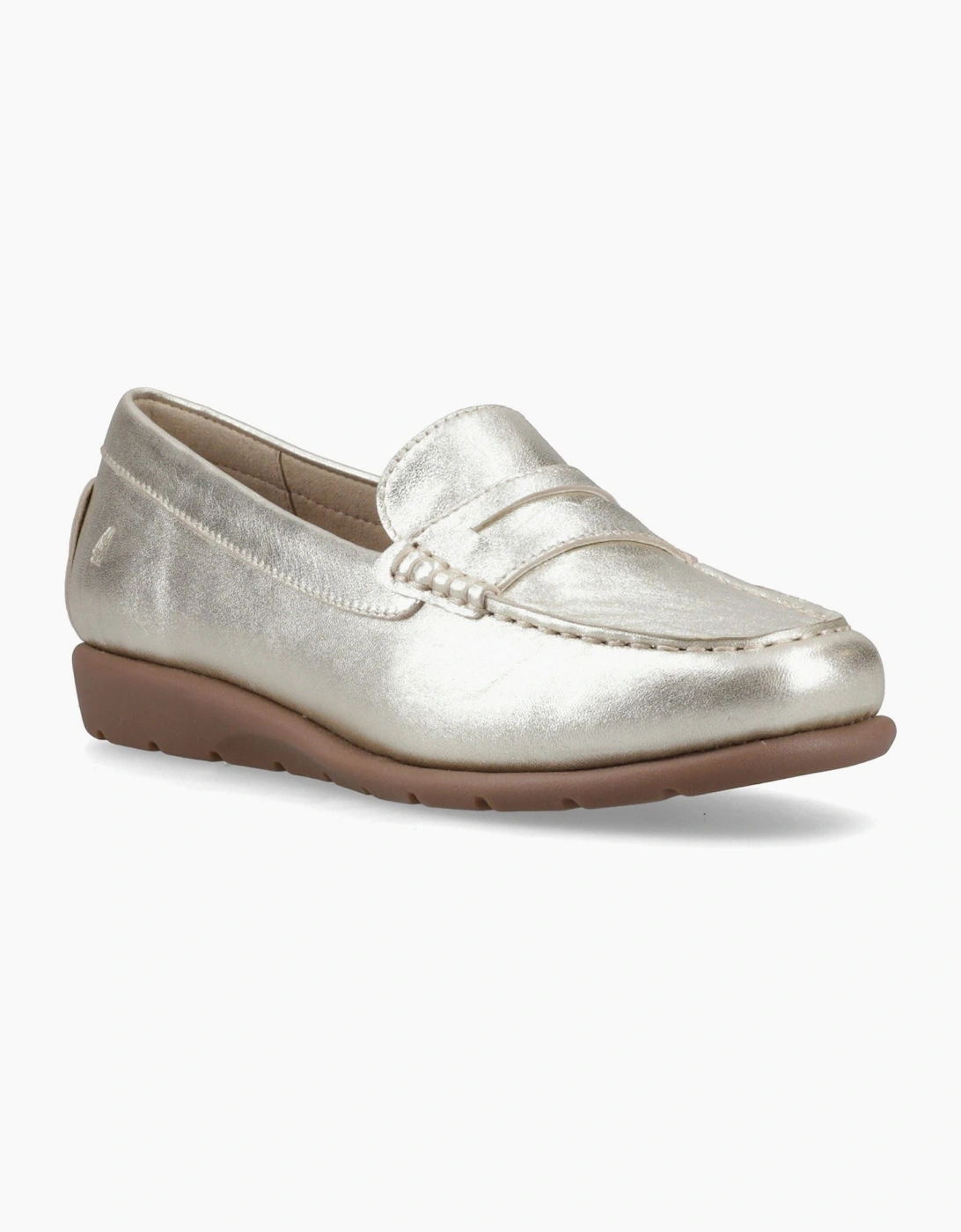 Hush Puppies Women's Gold Shelby Leather Loafers - Size 7