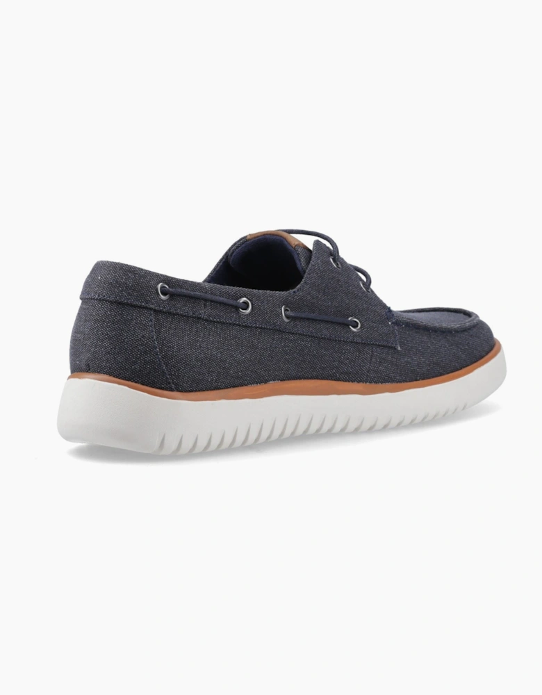 Hush Puppies Daniel Canvas Boat Shoe Canvas Men's Navy Boat Shoes