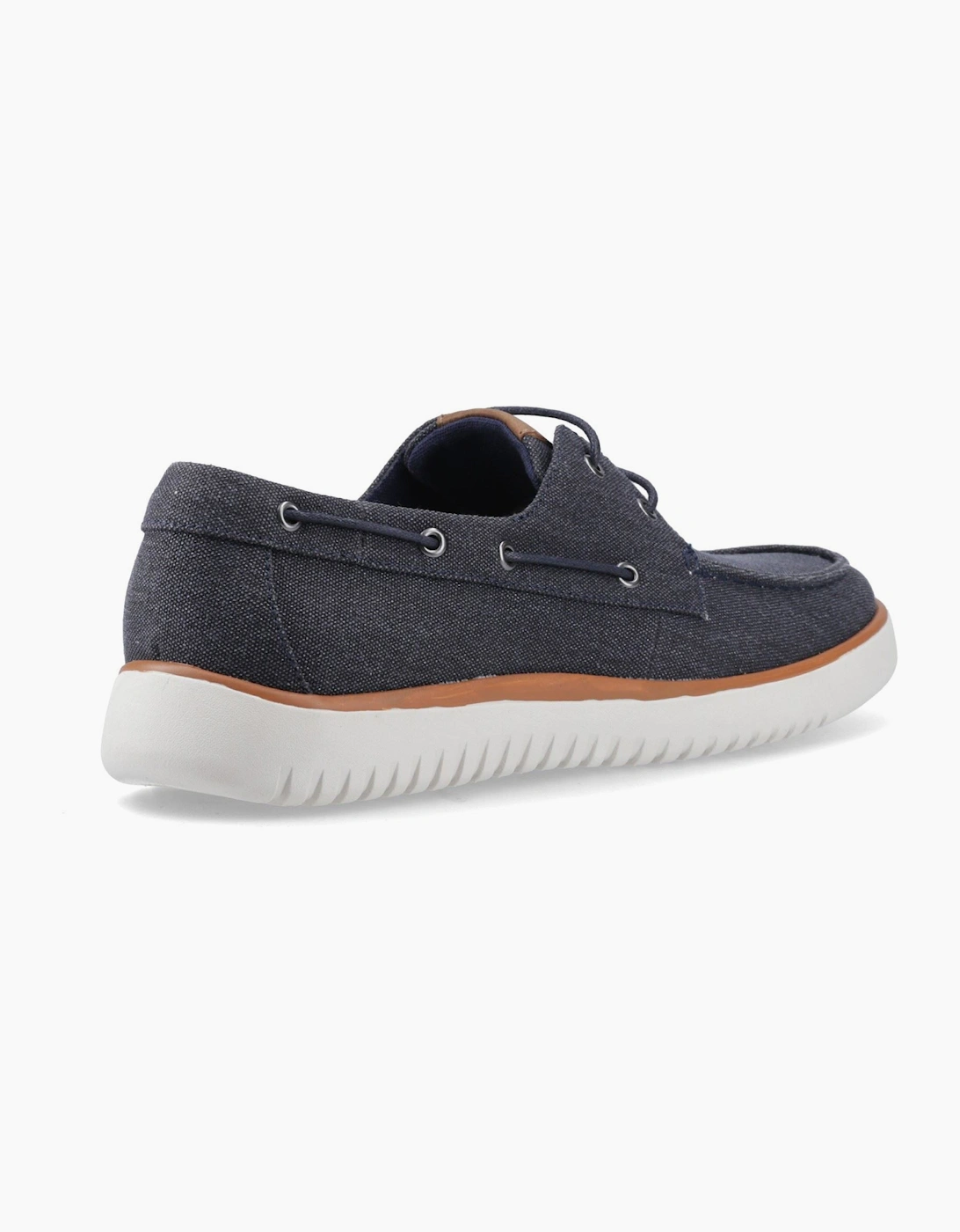 Hush Puppies Daniel Canvas Boat Shoe Canvas Men's Navy Boat Shoes