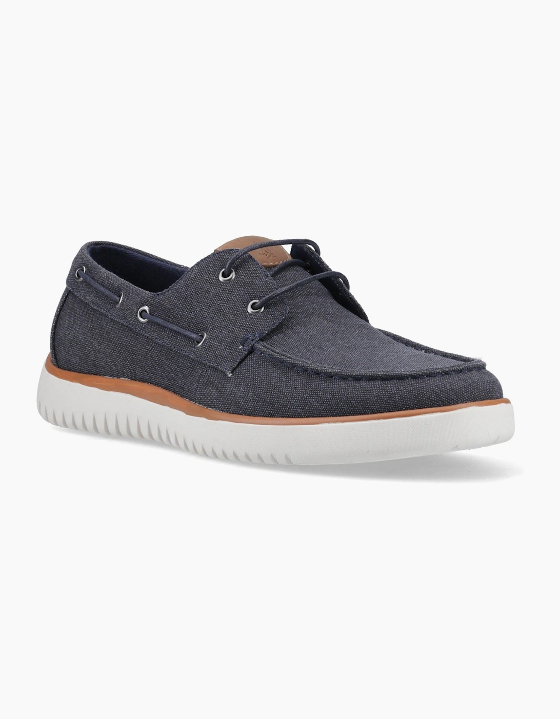 Hush Puppies Daniel Canvas Boat Shoe Canvas Men's Navy Boat Shoes, 6 of 5