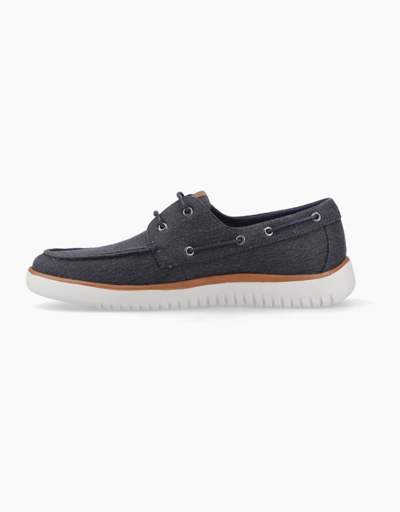 Hush Puppies Daniel Canvas Boat Shoe Canvas Men's Navy Boat Shoes